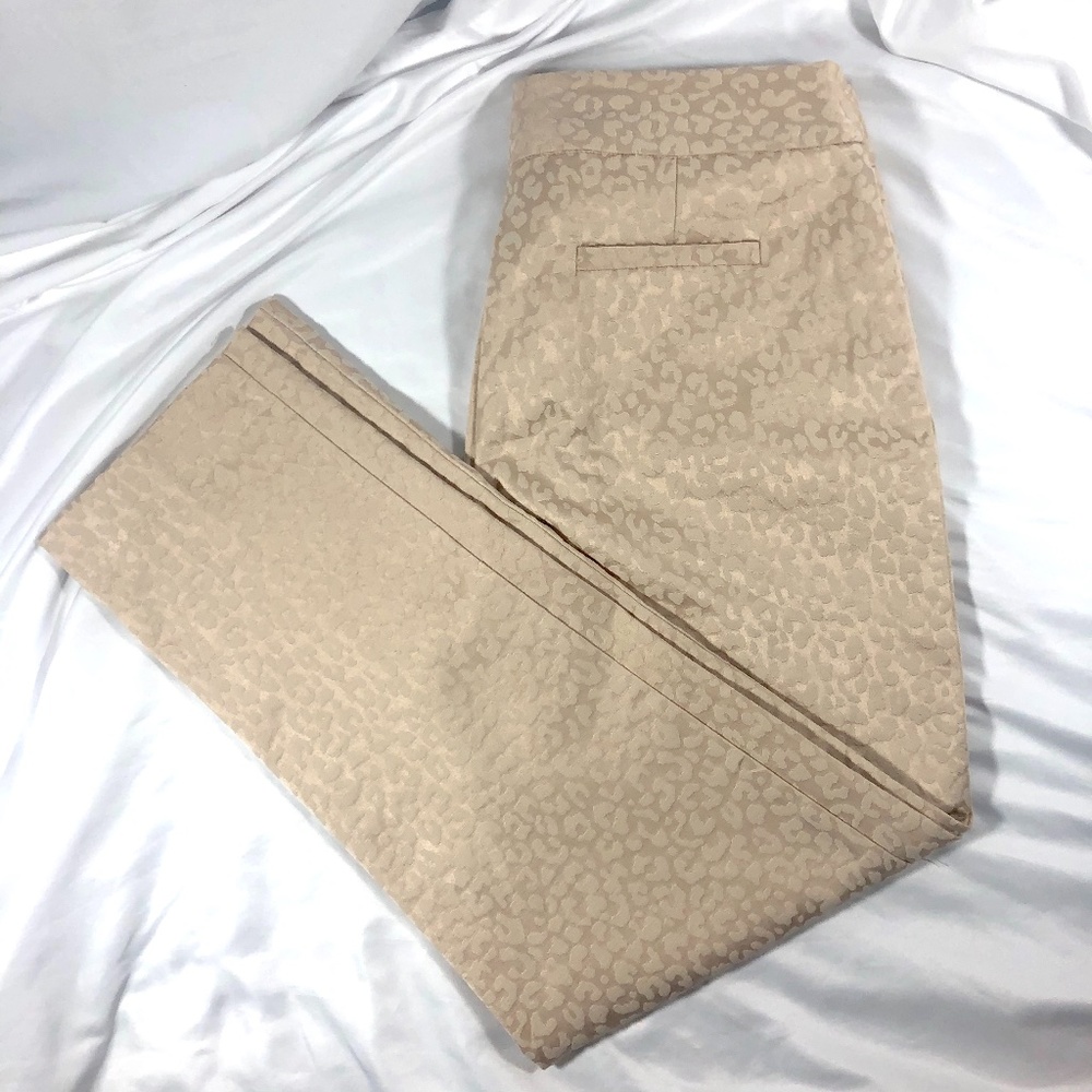 Leopard Tone on Tone Ivory Crop Dress Pants